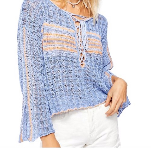 NWT Free People Marina Bay Lace-Up Sweater - Picture 4 of 12
